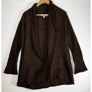 Beyond Threads Baby Alpaca Cardigan Sweater Womens Small Brown Open Front Peru